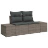 Ensemble de canapés de jardin 3 pièces avec coussins gris en rotin synthétique 