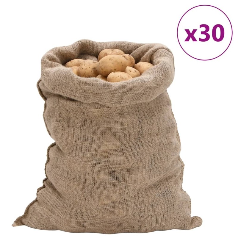 Sacs en jute 30 pcs 60x105 cm 100 % jute 220 g/m² 