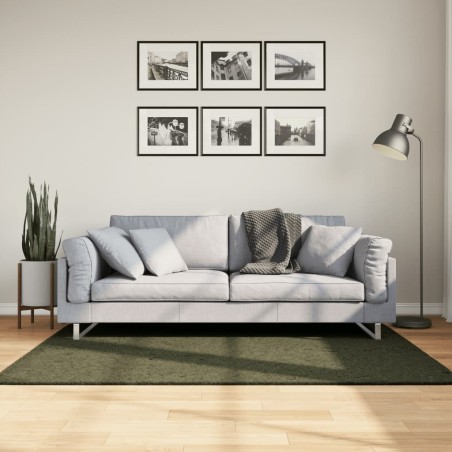 Tapis HUARTE à poils courts doux lavable vert forêt 120x170 cm 