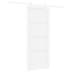 Porte Coulissante avec Ensemble de Quincaillerie 'ORKDAL'Blanche en Bois Massif de Pin 