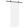 Porte Coulissante avec Set Quincaillerie Blanche 83x202 cm Bois Massif de Pin 