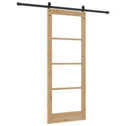 Porte coulissante avec quincaillerie 'ORKDAL'Bois massif et verre 