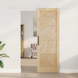 Porte coulissante avec ensemble de quincaillerie 73.5x211 cm Bois massif en pin 