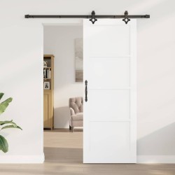 Porte coulissante avec quincaillerie Blanc 78x211 cm Bois massif de pin 