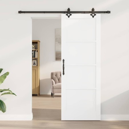 Porte coulissante avec quincaillerie Blanc 78x211 cm Bois massif de pin 