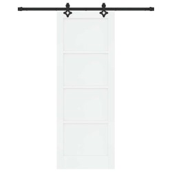 Porte coulissante avec quincaillerie Blanc 78x211 cm Bois massif de pin 