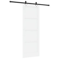 Porte coulissante avec quincaillerie Blanc 78x211 cm Bois massif de pin 