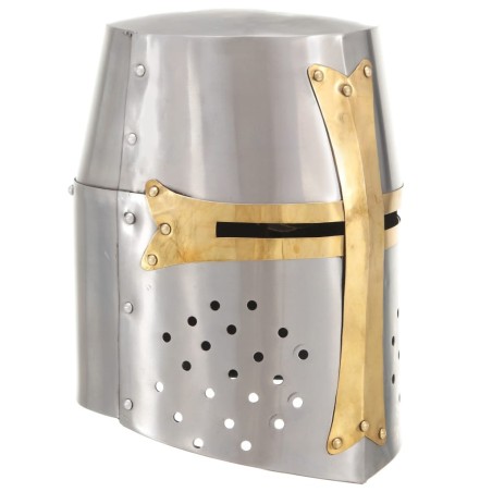 Casque de chevalier croisé antique pour GN Argenté Acier 