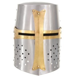 Casque de chevalier croisé antique pour GN Argenté Acier 