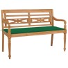 Banc Batavia avec coussin vert 120 cm Bois de teck massif 
