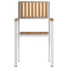 Chaises de jardin empilables 2 pcs en bois massif Teck et acier inoxydable 