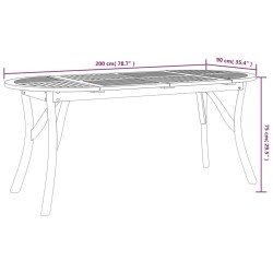 Table de jardin 200x90x75 cm Bois d'acacia solide 