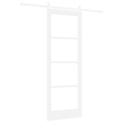 Porte coulissante avec ensemble de quincaillerie 'ORKDAL'Blanche Bois massif & Verre 