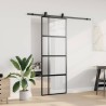 Porte coulissante kit quincaillerie noir 76x205 cm verre trempé 