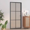 Porte intérieure 93x201,5 cm Noir Verre mat et aluminium 
