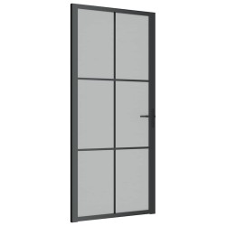 Porte intérieure 93x201,5 cm Noir Verre mat et aluminium 