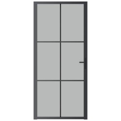 Porte intérieure 93x201,5 cm Noir Verre mat et aluminium 