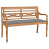 Banc Batavia avec coussin gris 120 cm Bois de teck massif 