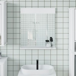 Miroir de salle de bain avec étagère BERG blanc bois massif 