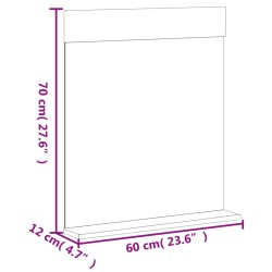 Miroir de salle de bain avec étagère BERG blanc bois massif 