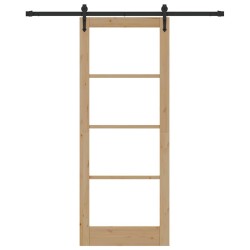 Porte coulissante avec kit de quincaillerie 83x211 cm Bois massif Pin 