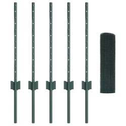 Set de clôture en fil de poulet Set de 2 Vert Acier galvanisé 