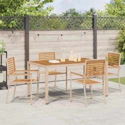 Chaises de Jardin 4 pcs Crème, Brun 