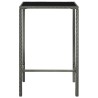 Table de bar de jardin Gris 70x70x110cm Résine tressée et verre 