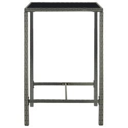 Table de bar de jardin Gris 70x70x110cm Résine tressée et verre 
