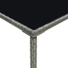 Table de bar de jardin Gris 70x70x110cm Résine tressée et verre 