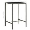 Table de bar de jardin Gris 70x70x110cm Résine tressée et verre 