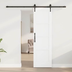 Porte coulissante avec matériel blanc 61x198,5 cm en pin massif 