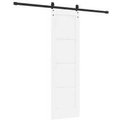 Porte coulissante avec matériel blanc 61x198,5 cm en pin massif 