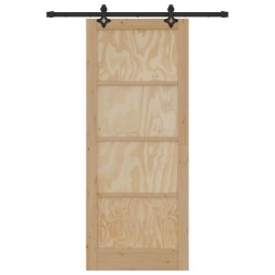 Porte Coulissante avec Ensemble de Quincaillerie 'ORKDAL'en Bois Massif de Pin 
