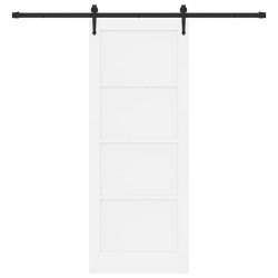 Porte coulissante avec kit quincaillerie 'ORKDAL'en bois massif blanc pin 