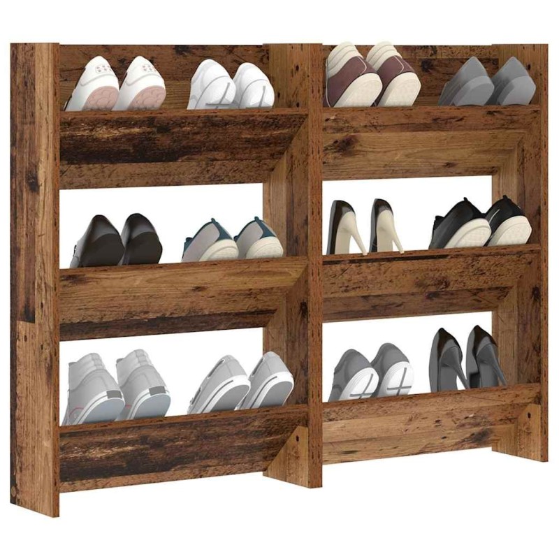 Cabinets à chaussures muraux 2 pcs Vieux bois 60 x 18 x 60 cm 