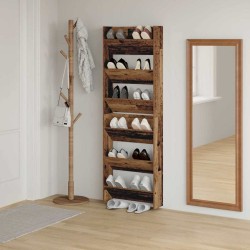 Cabinets à chaussures muraux 2 pcs Vieux bois 60 x 18 x 60 cm 
