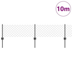 Clôture en maillons de chaîne avec 10 poteaux en U Gris 0.4x10 m Acier 