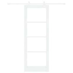 Porte coulissante avec kit de quincaillerie 'ORKDAL'Bois massif blanc et verre 