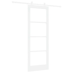 Porte coulissante avec kit de quincaillerie 'ORKDAL'Bois massif blanc et verre 