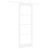 Porte coulissante avec kit de quincaillerie 'ORKDAL'Bois massif blanc et verre 