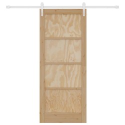 Porte Coulissante avec Kit de Matériel 83x202 cm en Bois Massif Pin 