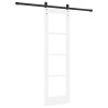 Porte coulissante avec kit de quincaillerie 'ORKDAL'en bois massif blanc et verre 