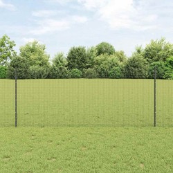 Clôture en fil soudé avec 44 poteaux en U gris 1x50 m en acier 