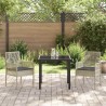 Ensemble de salle à manger de jardin 3 pièces avec coussins Gris clair Rattan PE 