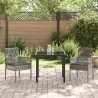 Ensemble de Salle à Manger de Jardin 3 Pièces avec Coussins Gris Poly Rattan 