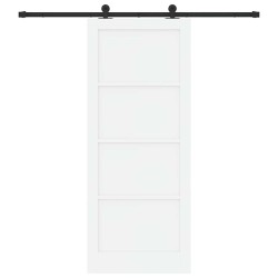 Porte coulissante avec ensemble de quincaillerie blanche 86x211 cm en bois massif de pin 