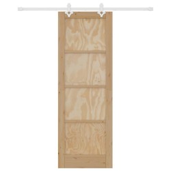 Porte Coulissante avec Kit de Quincaillerie 73.5x211 cm Bois Massif Pin 
