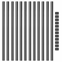 Poteaux de clôture 12 pcs Gris 110 cm Acier peint par poudre 