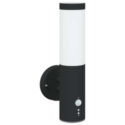 Applique murale extérieure avec capteur 2 pcs Noir Acier inoxydable IP44 
